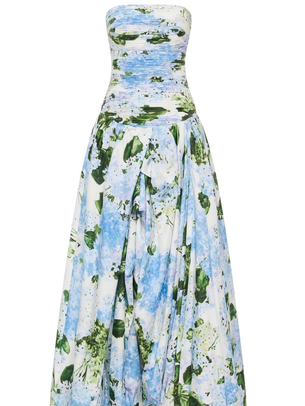 Aje Strapless Floral Maxi Dress in Blue and Green